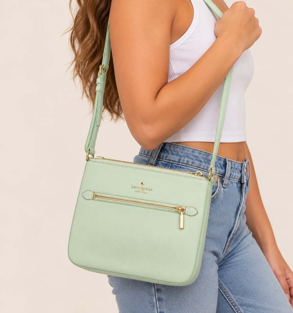 Kate Spade Sadie North South Crossbody Lime Sherbet Leather Mint K7379